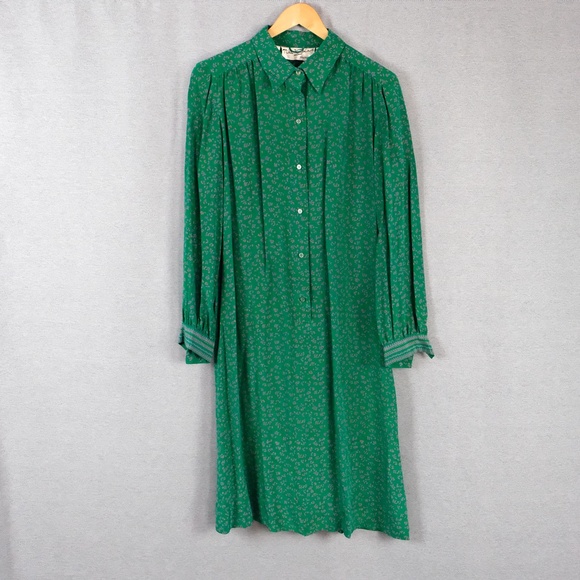 Vintage Nat Kaplan Couture Silk Floral Shirt Dress - Picture 8 of 14